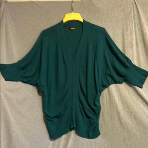 ANA women Teal blue batwing pullover lightweight sweater 3/4 sleeves